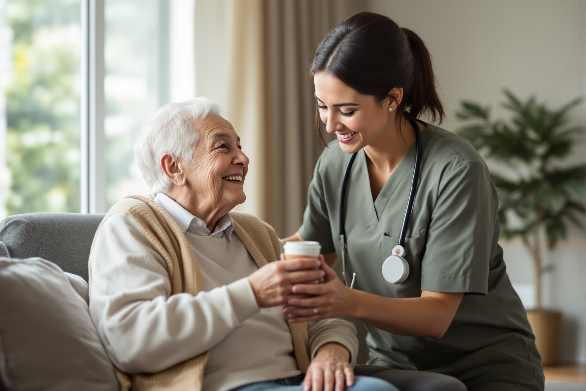 Caregiver helping a senior